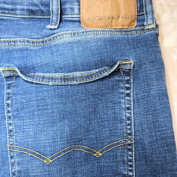American Eagle Next Level Flex Mens Jeans Sz 40x32 Blue Original Straight Denim - Picture 7 of 12